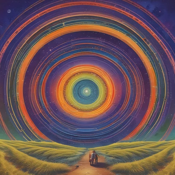 Vibrant Circular Abstract Art Print - Picture 1 of 1